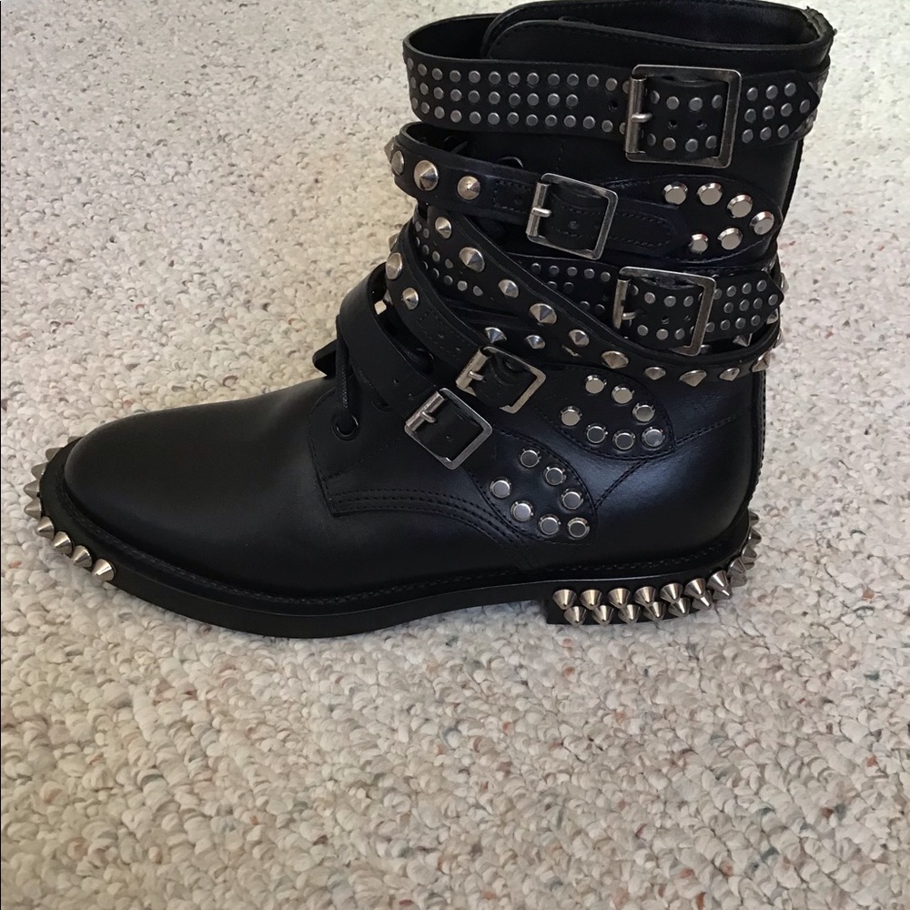 SAINT LAURENT BLACK STUDDED RANGER BOOTS - Picture 4 of 4